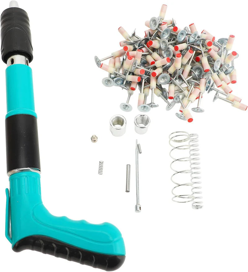 Concrete Nail Gun Kit – Mini Portable 5-Speed Nail Machine with Wall Fastening & Anchor Wire Slotting Tool مجموعة مسدس مسامير خرسانة – جهاز مسامير محمول صغير بخمس سرعات مع أداة تثبيت للجدران وجهاز تثقيب أسلاك المراسي