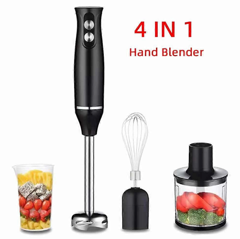 4-in-1 Hand Blender Set – Stick Blender with Chopper, Whisk, and Beaker. خلاط يدوي 4 في 1 – مع فرّامة، مضرب، وكوب قياس