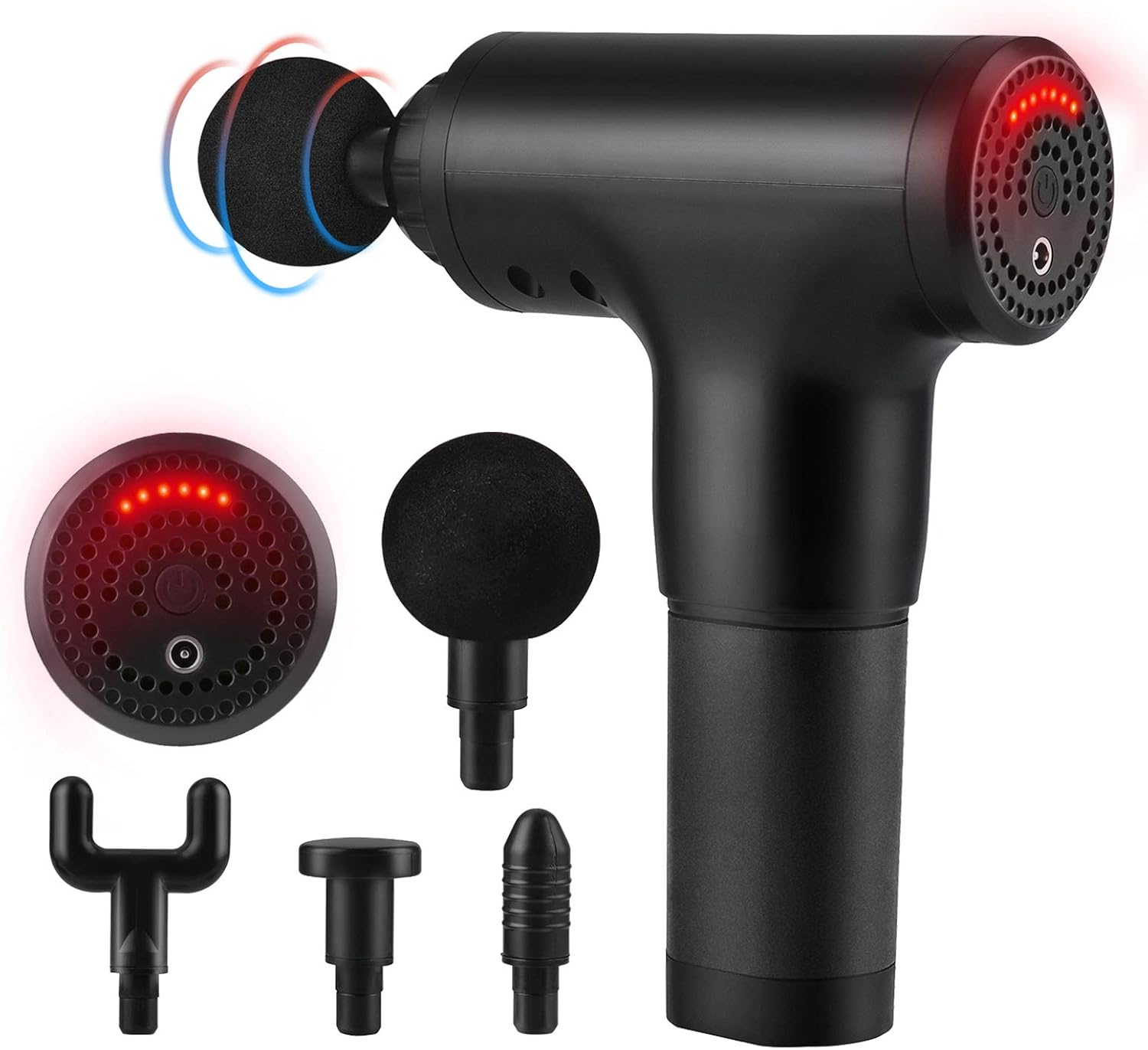 4in1 Massage Gun Deep Tissue – Wireless Handheld with 4 Heads for Pain Relief and Recovery مسدس تدليك 4في1 للأنسجة العميقة – محمول لاسلكي مع ٤ رؤوس لتخفيف الألم والتعافي
