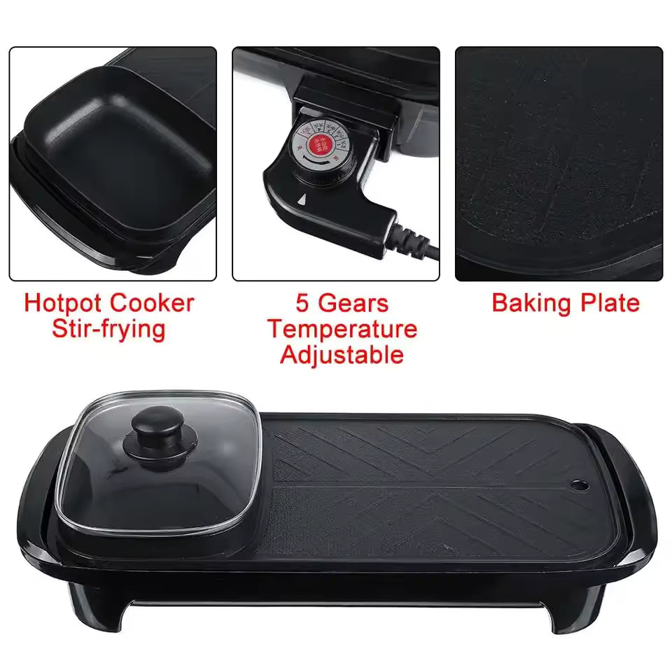 2-in-1 Grill & Hot Pot – Multi-Functional Cooking Appliance. شواية و قدر 2 في 1 – جهاز طهي متعدد الاستخدامات