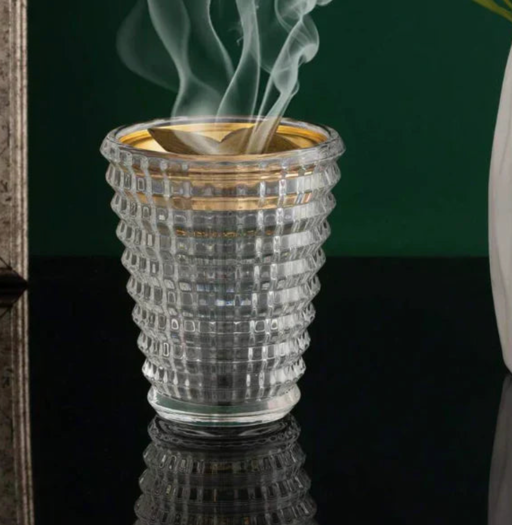 Wave Pattern Glass Incense Burner