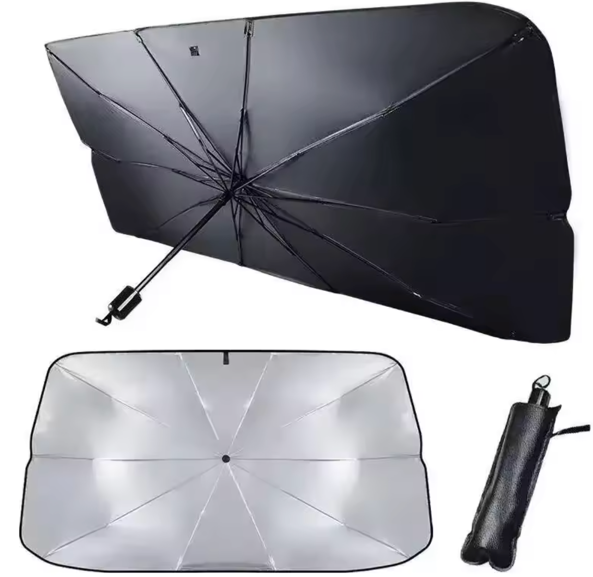 Foldable Car Windshield Umbrella – UV & Heat Blocker.     مظلة قابلة للطي لزجاج السيارة – تحجب أشعة الشمس والأشعة فوق البنفسجية