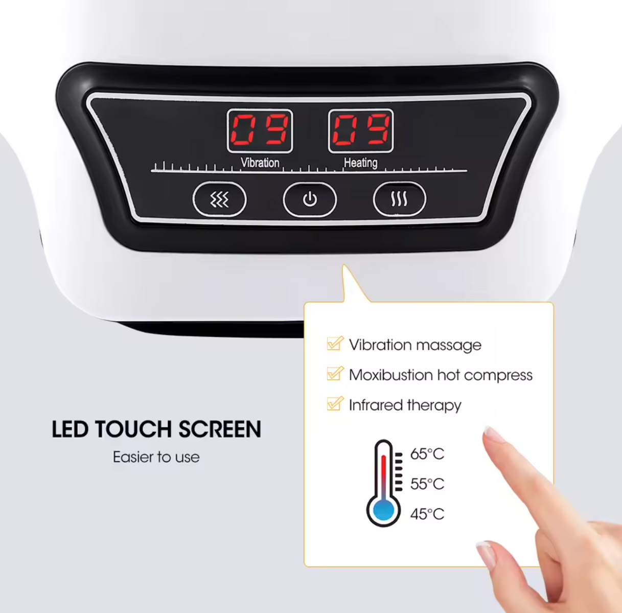 جهاز تدليك الركبة المحمول بالضوء الأحمر، معدات تدليك ساخنة للاستخدام مع شاشة LED، مدلك سفر لاسلكي يمكن ارتداؤه بالهواء الناعم.  Portable Knee Massager with Red Light – Heated Massage Device with LED Display, Wearable Wireless Travel Massager with Soft Air