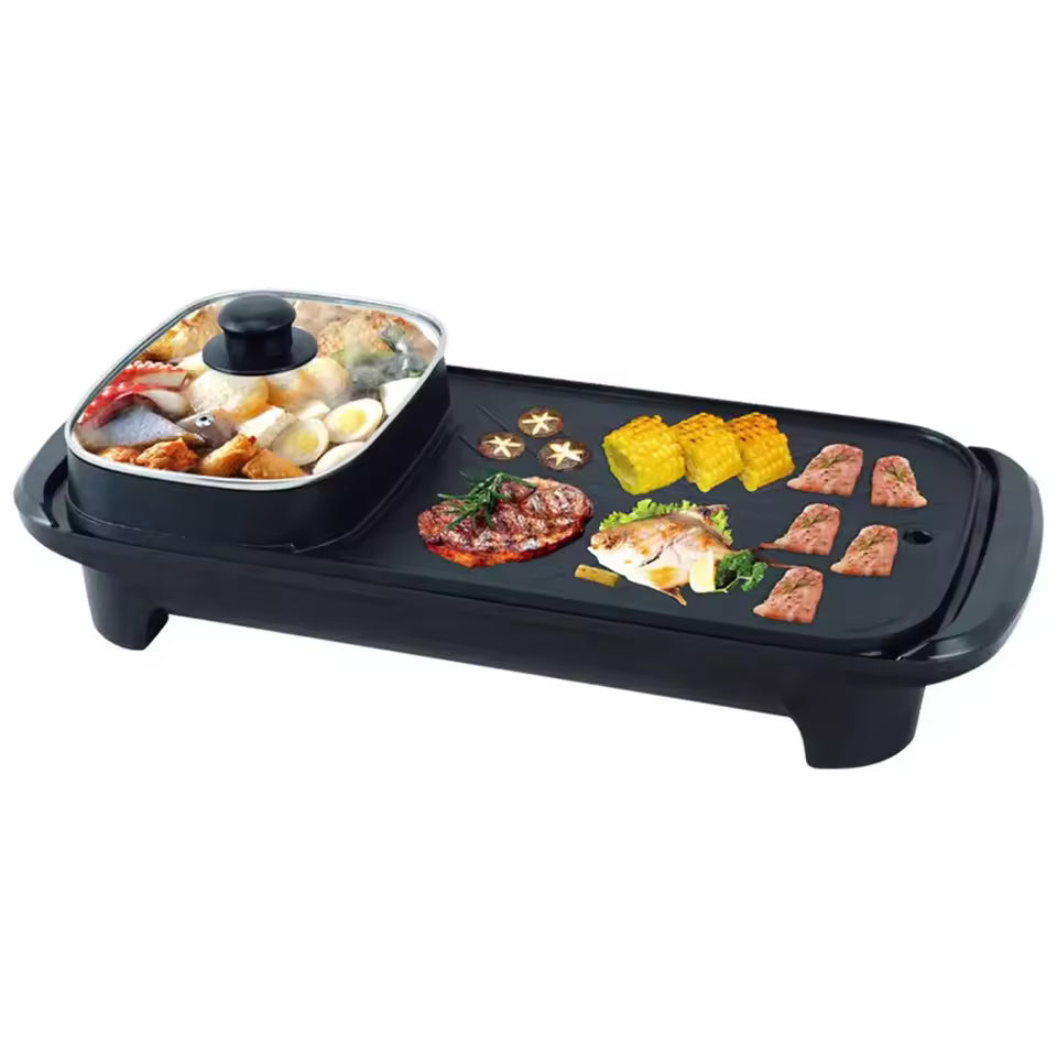 2-in-1 Grill & Hot Pot – Multi-Functional Cooking Appliance. شواية و قدر 2 في 1 – جهاز طهي متعدد الاستخدامات