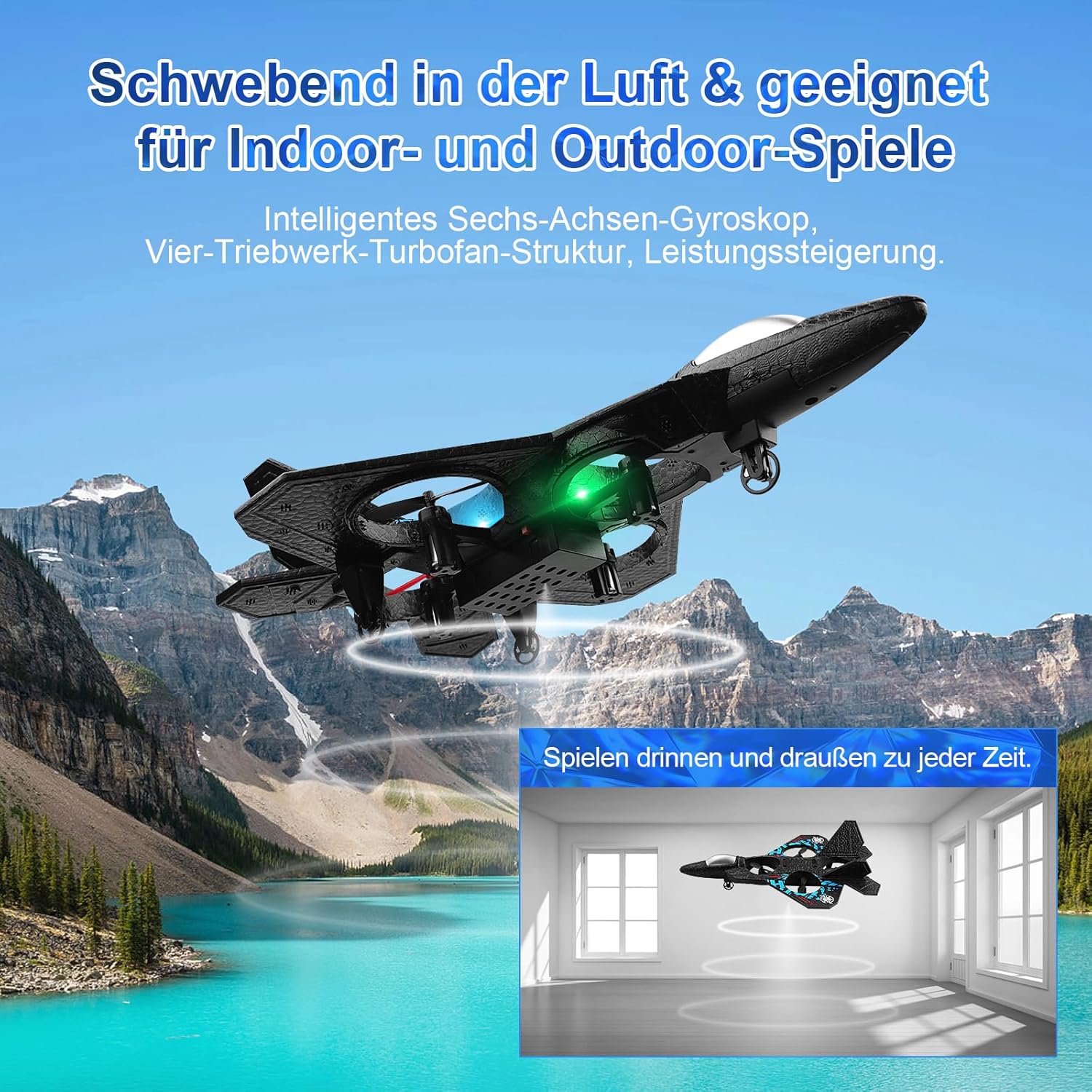 RC Aeroplane 2.4GHz Quadcopter L0712 – Floating Fighter, RTF for Beginners, Kids and Adults, Toy with Colored Lights & USB Charging طائرة RC 2.4GHz رباعية المحركات L0712 – مقاتلة عائمة جاهزة للطيران للمبتدئين، الأطفال والكبار، لعبة بأضواء ملونة وشحن USB