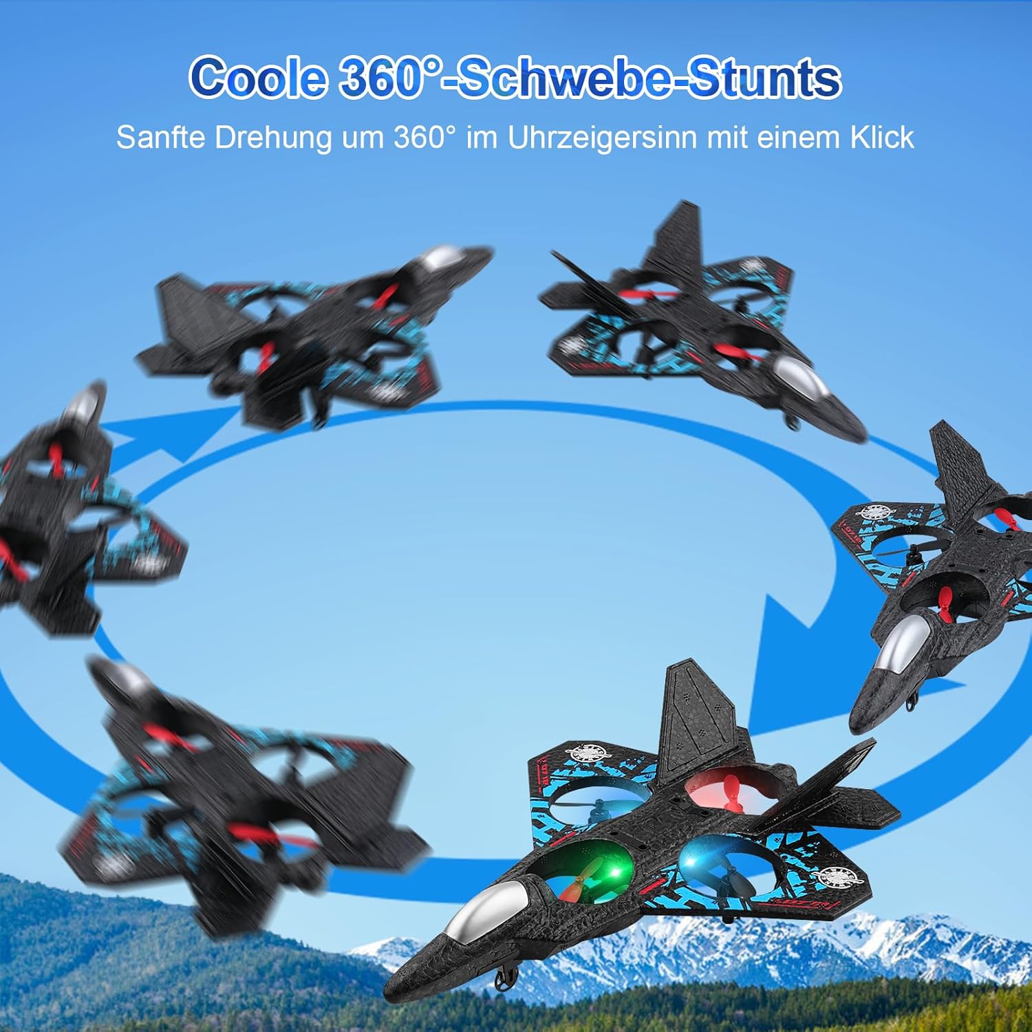 RC Aeroplane 2.4GHz Quadcopter L0712 – Floating Fighter, RTF for Beginners, Kids and Adults, Toy with Colored Lights & USB Charging طائرة RC 2.4GHz رباعية المحركات L0712 – مقاتلة عائمة جاهزة للطيران للمبتدئين، الأطفال والكبار، لعبة بأضواء ملونة وشحن USB