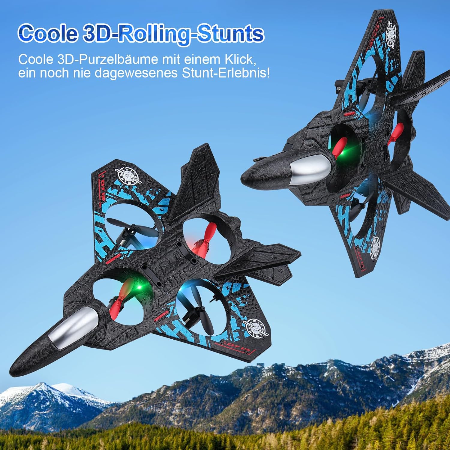 RC Aeroplane 2.4GHz Quadcopter L0712 – Floating Fighter, RTF for Beginners, Kids and Adults, Toy with Colored Lights & USB Charging طائرة RC 2.4GHz رباعية المحركات L0712 – مقاتلة عائمة جاهزة للطيران للمبتدئين، الأطفال والكبار، لعبة بأضواء ملونة وشحن USB